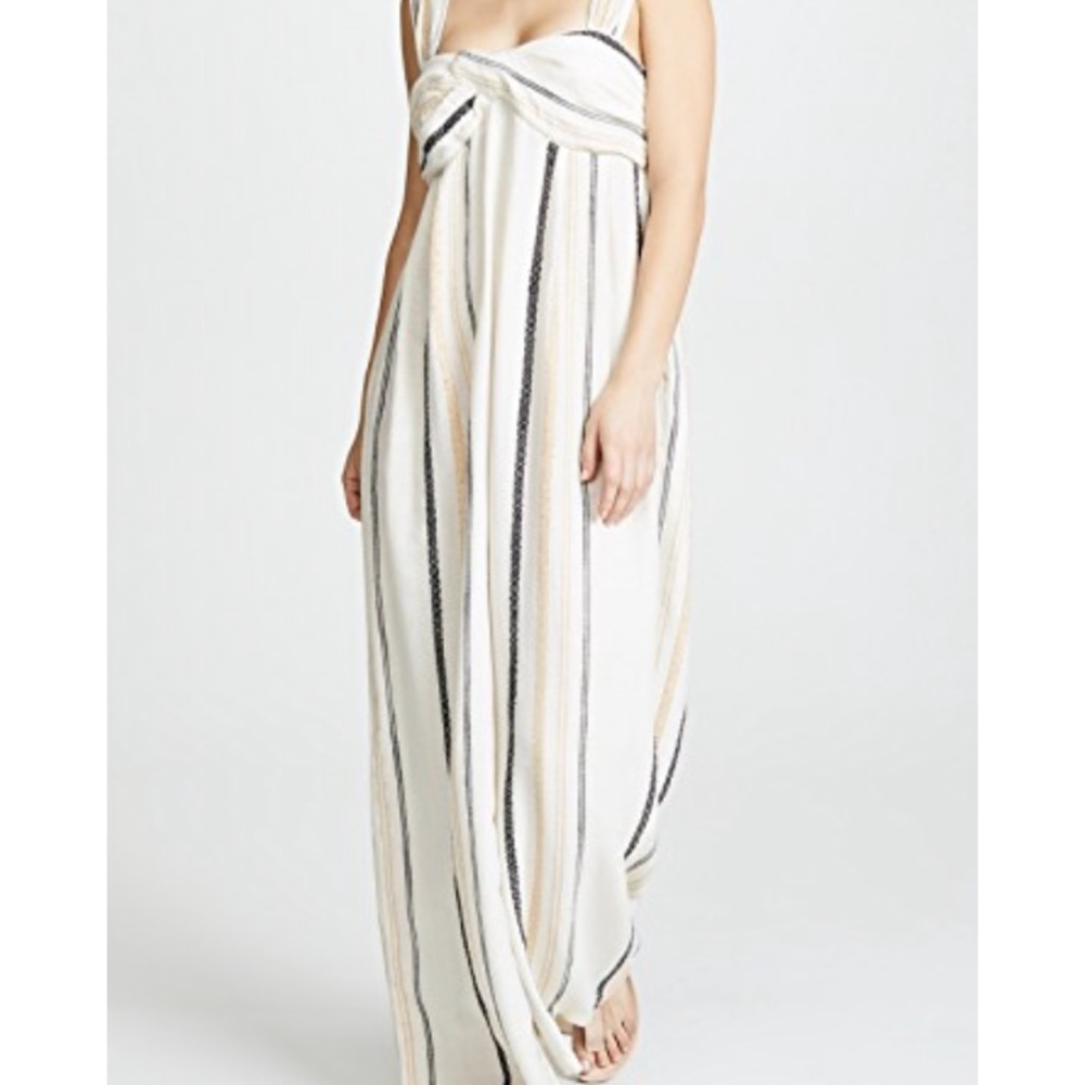 Free People Breezin Through Striped Jumpsuit